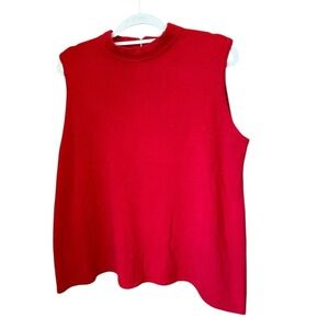 Vintage Designers Originals Red Sleeveless Mock Neck Sweater